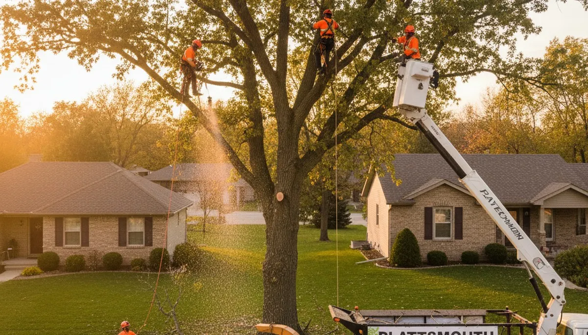 Professional tree removal service in Bellevue NE safely cutting and clearing large trees